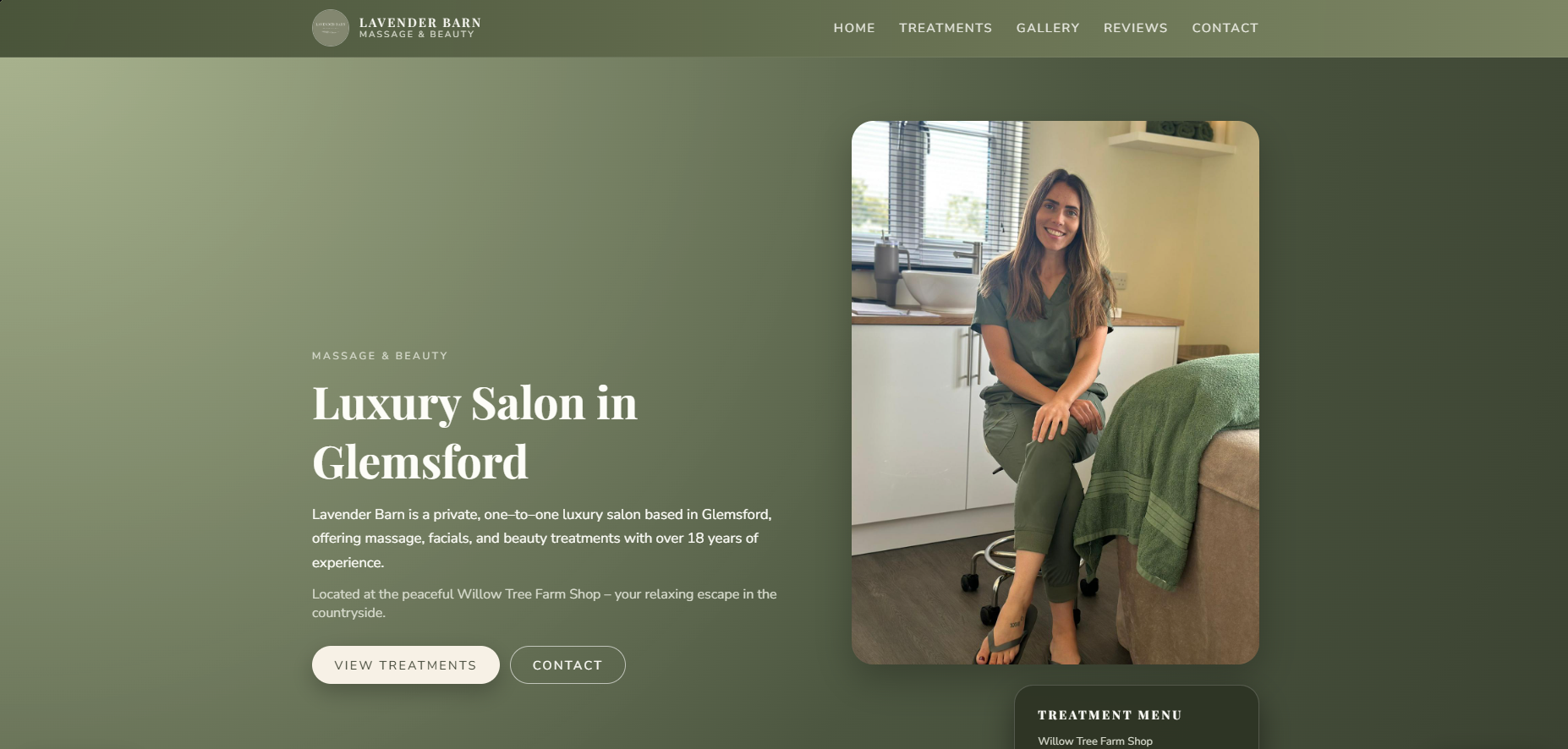 Lavender Barn Massage and Beauty website design
