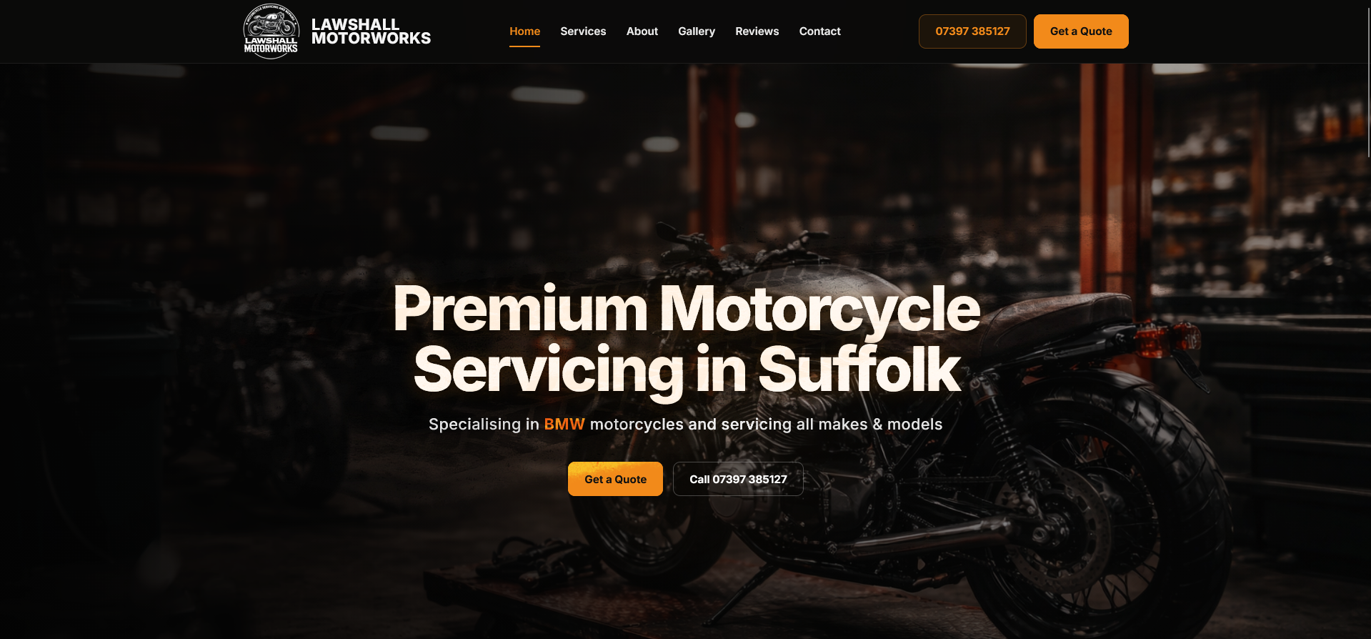 Lawshall Motorworks motorcycle servicing website design